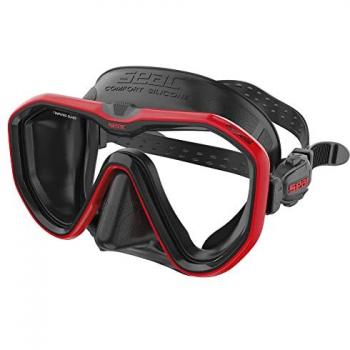 Máscara de Buceo SEAC Appeal A. Black - Lente única, Made in Italy, Hebilla 3D en la falda, color Negro/Rojo, diseño Narrow