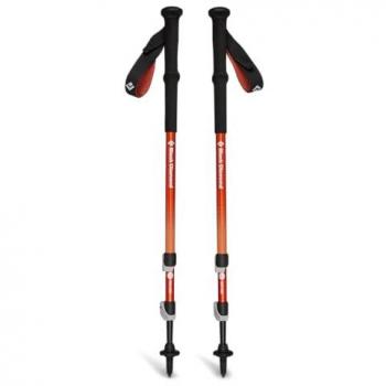 Bastones de Senderismo Black Diamond Trail Back (par) - Color naranja y negro, diseño ligero, ajuste de altura fácil, empuñaduras ergonómicas y correas ajustables