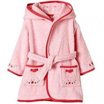 VERTBAUDET Albornoz de baño para bebé, Pequeño Ratoncito Rosa Claro Liso con Adorno 24M-86CM