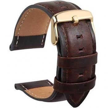 HVDHYY Correa Cuero Piel Becerro Reemplazo De La Correa Y Herramienta De Reparación Varilla Resorte Regalo para Hombres Mujeres 18MM Marrón Oscuro