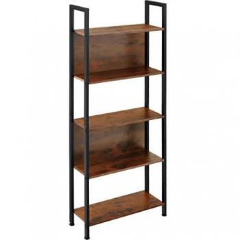 Estantería Industrial Westport 62 x 24 x 165,5 cm - Mueble Auxiliar de 5 Estantes con Paneles Posteriores y Estructura de Metal Negro