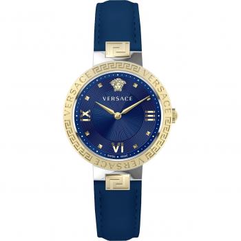 Versace Greca Lady Leather Strap Watch, Yellow, Female, Size: ONE SIZE