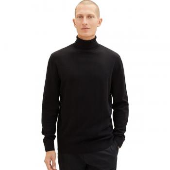 Jersey de hombre en color negro con cuello alto de Tom Tailor