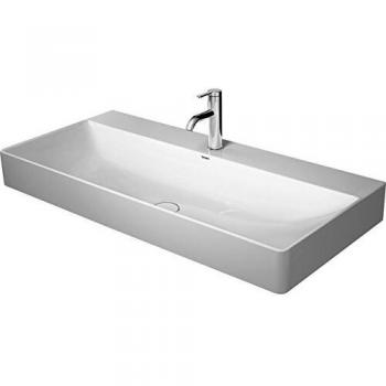 Lavabo Duravit DuraSquare 100x47cm, blanco con Wondergliss, sin orificio para grifería, acabado pulido