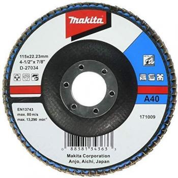 MAKITA D-27034 D-27034-Disco de Laminas 115 Curvo de oxido de Aluminio Grano 40 con Cuerpo de Fibra de Vidrio, 0 W, 0 V
