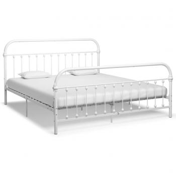 Elegante cama de metal blanco con estructura resistente de 180x200 cm