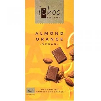 Chocolate Vegano con Almendras y Naranja, 80g, iChoc, Orgánico/Bio, Almond Orange-Vegan