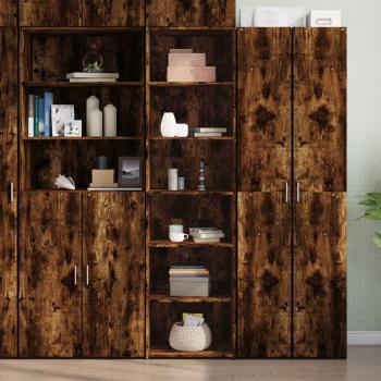 Aparador alto de madera de ingeniería roble ahumado 50x41x185 cm Multicapa Marrón