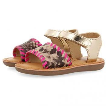 Gioseppo Sandalias Elanora para Niña con Detalles en Flúor Fucsia y Animal Print, Talla 21 EU