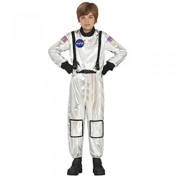 Disfraz de Astronauta Infantil Blanco y Plateado Oficial de la NASA para Niños 7-9 años - Traje Espacial GUIRCA