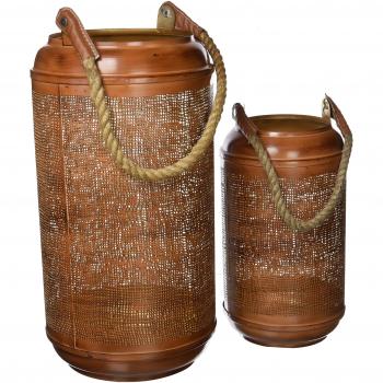 Belssia Farolillo con Cuerda Acero Inoxidable Granate 20x38x20 cm