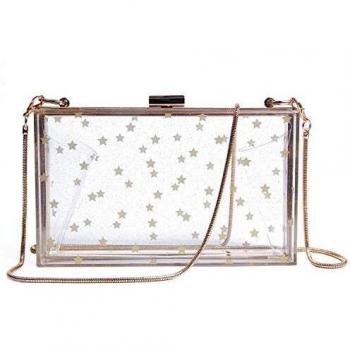 EVEOUT Mujeres Acrílico Moda Transparente Embragues de la Noche Caja Transparente Bolso de la Jalea de la Cruz del Cuerpo del Bolso del Monedero de Las Señoras Regalo