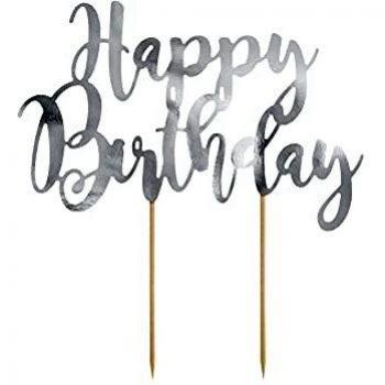 'Cake Topper Happy Birthday Plata Tarta