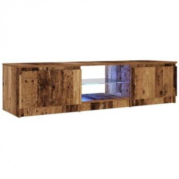 Mueble TV con luces LED, madera ingeniería envejecida, 140x40x35,5 cm, multicapa, soporte para TV, mueble multimedia, consola de TV, mueble HiFi