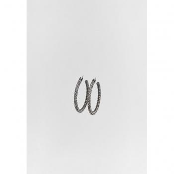 Stradivarius Grey Rhinestone Hoop Earrings OS