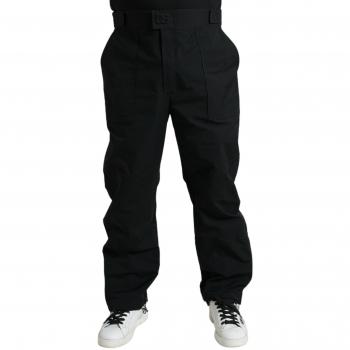 Dolce & Gabbana Black Polyester Logo Straight Pants - IT54 | XL, Male, Size: 2XL