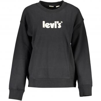 Levi's Black Cotton Sweater - XL, Sweatshirts, male, Black, Size: XL, Black Cotton Sweater with Logo Print