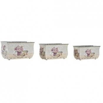 Set de Macetas Shabby Chic Rosa Metal Aluminio 31 x 18 x 17,5 cm