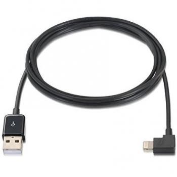 NanoCable 10.10.0502-BK - Cable Lightning acodado a USB 2.0,  LIGHTNING/M-USB A/M, macho-macho, Negro, 2mts