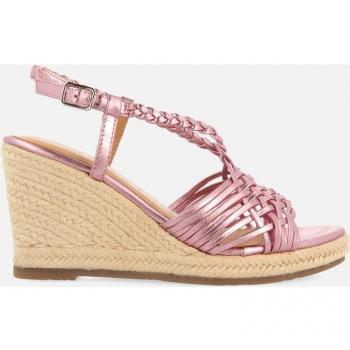 SANDALIAS ROSAS DE PIEL CON TIRAS Y CUÑA ALTA DE YUTE PARA MUJER GLIDE