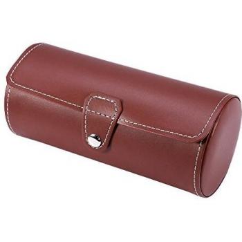 Salmue Caja de Relojes, 2 Colores 3 Rejillas Cilíndrico Hombre Mujer Cierre de Metal, Estuche de Almacenamiento para Relo, Caja para Almacenamiento Relojes Soporte
