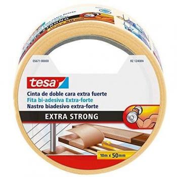 Tesa TE05671-00000-11 Cinta doble cara Extra fuerte 10m x 50mm beige, Standard