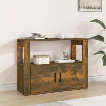 Aparador de madera contrachapada color roble ahumado 80x30x60 cm, mueble de almacenaje para salón, buffet, armario auxiliar y armario de almacenamiento