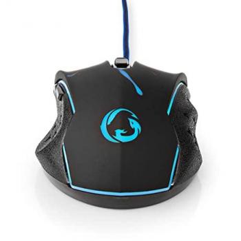 Mouse Gaming USB Iluminada 3600 DPI, 6 Botones, Cableada, Ergonómica, Óptica, Negra