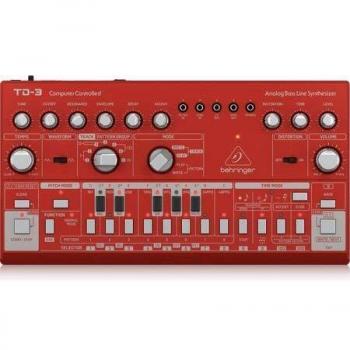Sintetizador Analógico Behringer TD-3-RD de Línea de Bajo Rojo con VCO, VCF, Secuenciador de 16 Pasos y Efectos de Distorsión