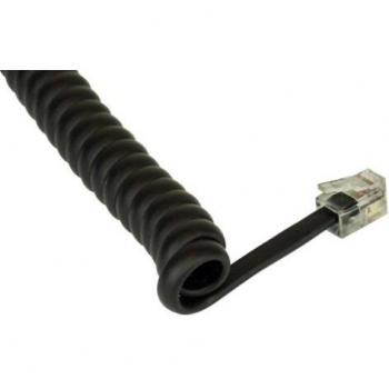 Cable Telefónico Espiral InLine® RJ10, Conectores Macho a Macho, Longitud Máxima 4m, Color Negro