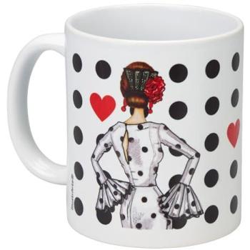 Taza Cerámica 350 ml Bailarina Flamenca - Diseño Original de María Blanco - Apta para Lavavajillas y Microondas - Regalo Ideal para Amantes del Baile