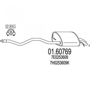 Silenciador trasero MTS 01.60769 para VW y MITSUBISHI 7E0253609, 7H0253609K