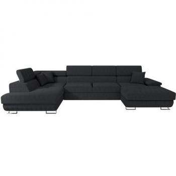 Sofá rinconero Comfivo 138 con función de descanso y caja de ropa de cama, 345x202x71cm, color gris
