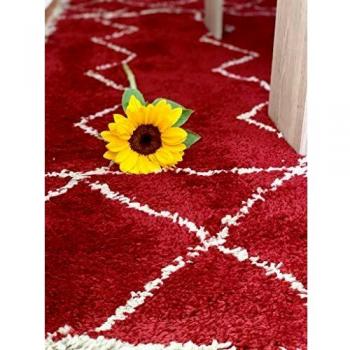 De'Carpet Alfombra Salón Dormitorio Estilo Nórdico Escandinava Frisse Geometrico Granate