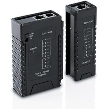 CSL- Comprobador de cables de red para cables RJ45 RJ11 - Comprobador de cables de conexión - Comprobador de líneas - Comprobador de cables de red LAN - Dos velocidades diferentes - Selector de encendido y apagado
