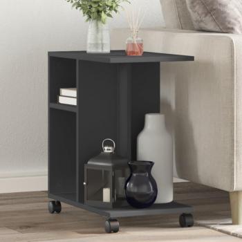 Mesa auxiliar con ruedas de madera de ingeniería 50x30x55 cm en Blanco, Negro y Roble Sonoma - Mesa de sofá, mesa de entrada para salón, consola de entrada, mueble recibidor, mesita auxiliar