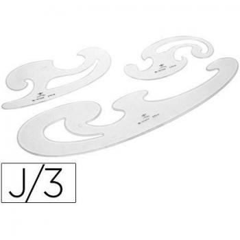 Conjunto de 3 Plantillas Curvas D.F. en Cristal Transparente