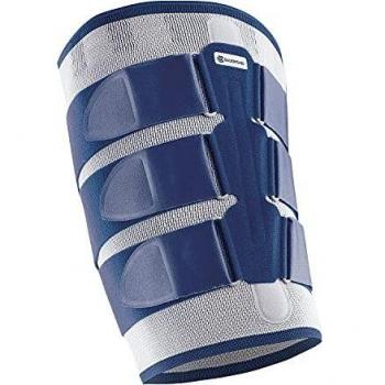 Bauerfeind MyoTrain Muslera para Lesiones de Cuádriceps con Tejido de Punto, Almohadillas Integradas y Disponible en Varias Tallas - Color Titán