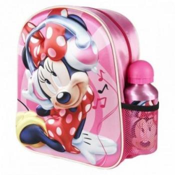 Mochila 3D Minnie Disney con Botella de Aluminio