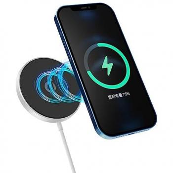 Cargador Inalámbrico Magnético eSTUFF 15W - Carga Rápida PD 3.0 y QC 3.0 - Compatible con iPhone 12 (Aluminio Blanco)