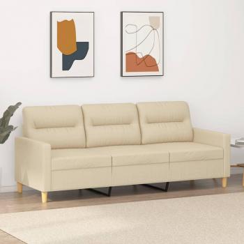 Sofá de tela crema de 3 asientos de 180 cm