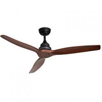 CREATE / WINDWOOD / Ventilador techo motor AC negro aspas madera oscura / Silencioso, 2 alturas, temporizador
