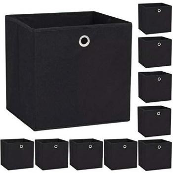 vidaXL Storage Boxes 10 pcs Non-woven Fabric 32x32x32 cm Black