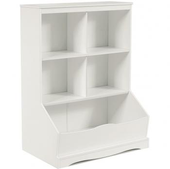 Estante para Juguetes con 3 Niveles, Organizador Multifuncional Librería para Niños con 4 Compartimientos Abiertos, Dimensiones: 67 x 40 x 88,5 cm, Color Blanco