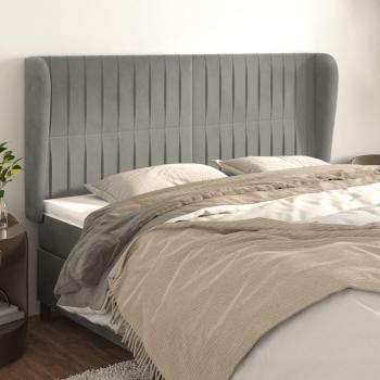 Cabecero de orejas de terciopelo gris claro 203x23x111/128 cm