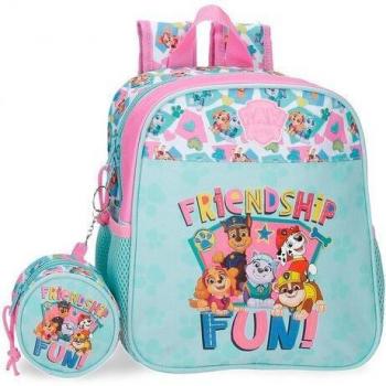 Mochila Infantil Patrulla Canina Friendship Fun 25cm Azul con Porta Chupete en Poliéster