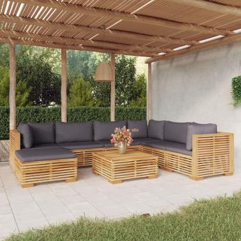 8-Piece Solid Teak Wood Garden Lounge Set with Cushions