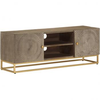 Soporte de TV de hierro y madera maciza de mango 110x30x40 cm Marrón