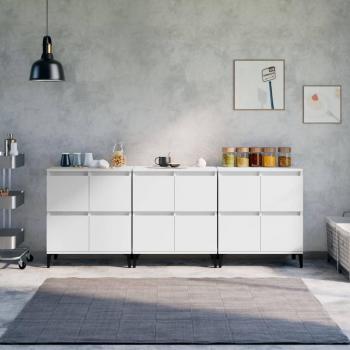 Aparadores de madera contrachapada blanca - Set de 3 unidades - Dimensiones: 60x35x70 cm