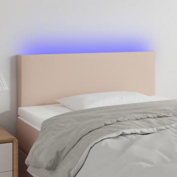 Cabecero con LED de cuero sintético color capuchino 80x5x78/88 cm